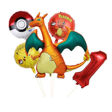 Cargue la imagen en el visor de la galería: Set de globos de cumpleaños de Charizard con año y edad
