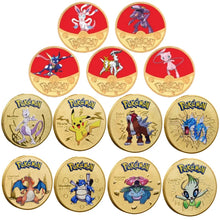 Load the image into the gallery viewer, Pokemon coins with different Pokemon Mewtwo, Quajutsu, Pikachu Mew, Genesect and others