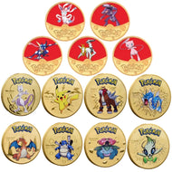 Pokemon Münzen mit verschiedenen Pokemon Mewtu, Quajutsu, Pikachu Mew, Genesect u. a.