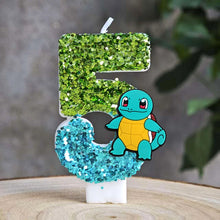 Carga la imagen en el visor de galería, Velas de Pikachu de Pokémon con purpurina para cumpleaños con año en diferentes colores