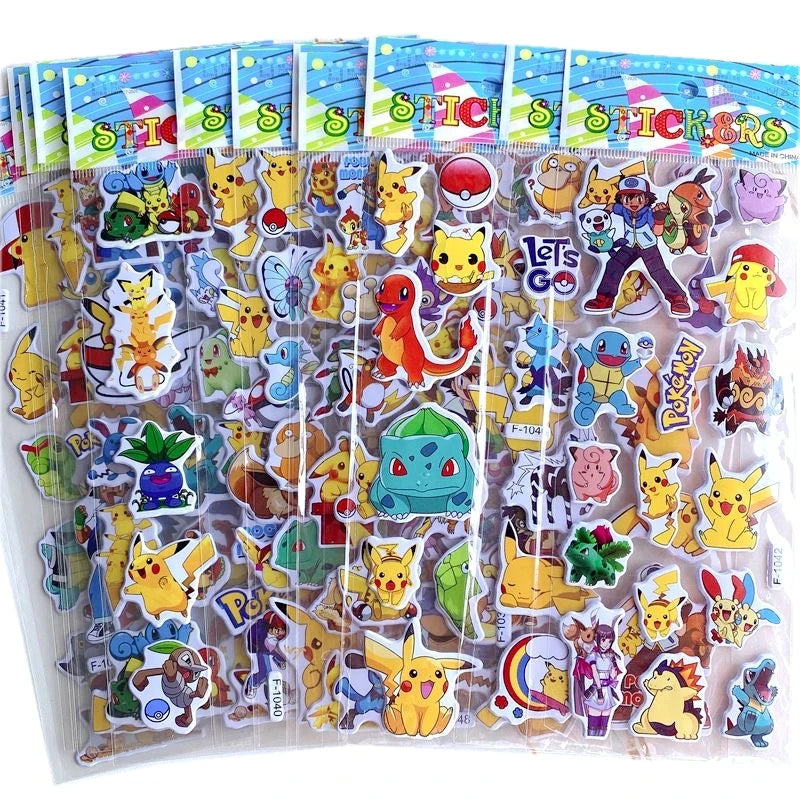 Pikachu Pokemon 3D Sticker Aufkleber (12 Bögen)