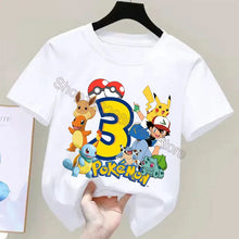 Lade das Bild in den Galerie-Viewer, Niedliches Pokemon Kinder T-Shirt mit Alter Jahreszahl für Feier, Kindergeburtstag etc.

