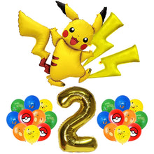 Lade das Bild in den Galerie-Viewer, Pikachu Geburtstags Ballon Set mit Jahreszahl und großen Pikachu Ballon

