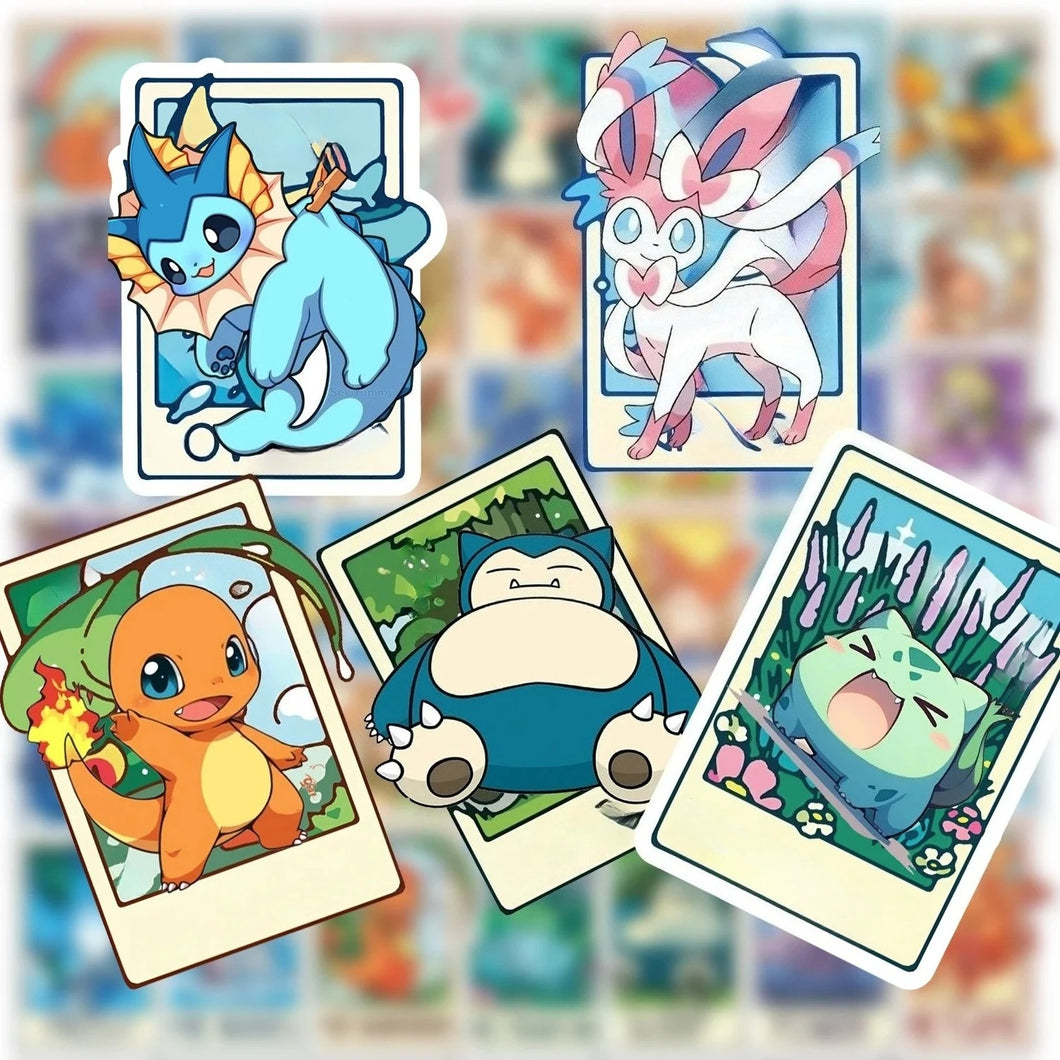 50 Stk. Pokemon Aufkleber Sticker Karten-Look
