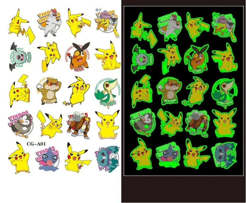 Pokemon Luminous Tattoo Aufkleber für Kinder - Leuchten bei Dunkelheit