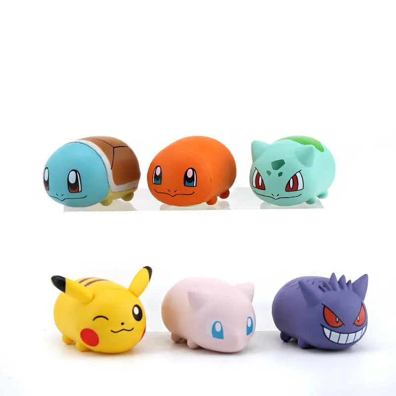 6er Set Pokemon Figuren mit Pikachu, Gengar, Mew, Bisasan, Schiggy und Glumanda