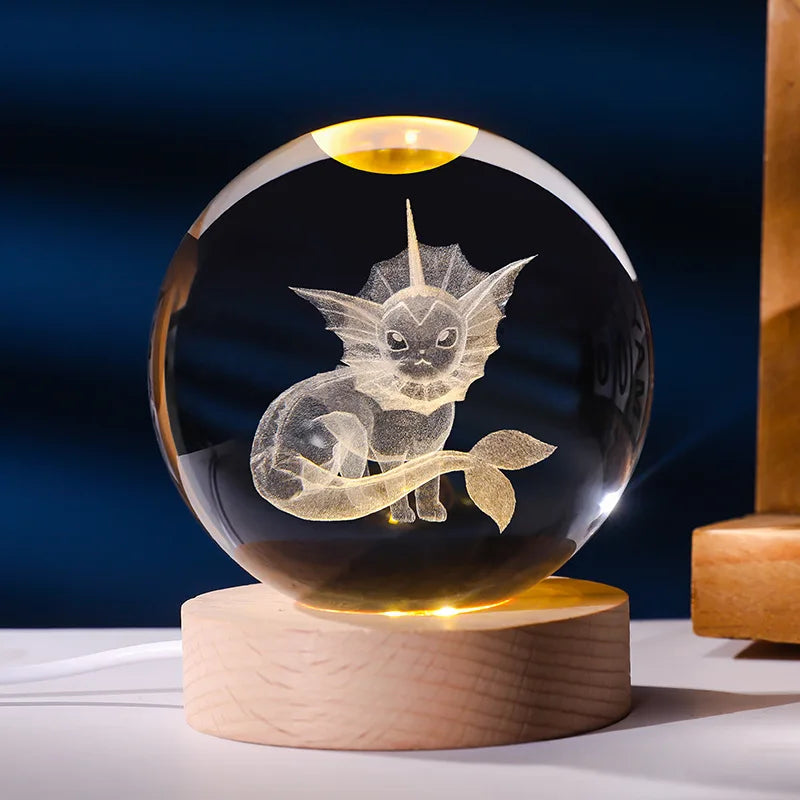 Pokemon Kristallkugel mit LED Licht, Geschenkidee, viele Pokemon Motive