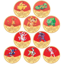 Carga la imagen en el visor de la galería, monedas de Pokémon con diferentes Pokémon Mewtwo, Quajutsu, Pikachu Mew, Genesect y otros.