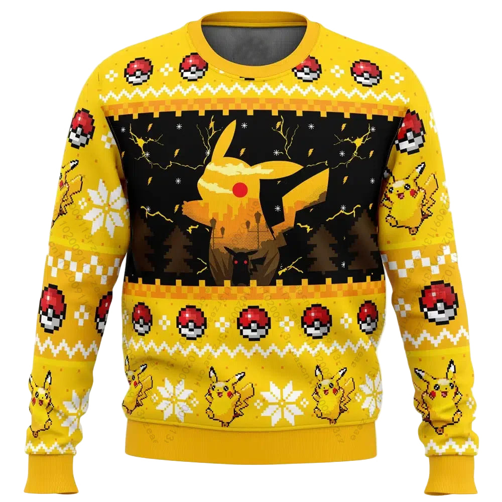 Pikachu Pokemon Weihnachtspulli im Strick Look