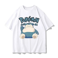 Lade das Bild in den Galerie-Viewer, Weiße Gotta catch em all Pokemon T-Shirts mit Mewtu, Relaxo, Pikachu oder Enton Motiv
