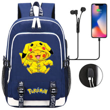 Lade das Bild in den Galerie-Viewer, Pikachu Pokemon Rucksack mit USB - ideal für Laptops und für die Schule kaufen