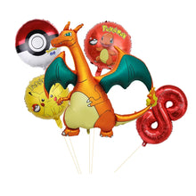 Cargue la imagen en el visor de la galería: Set de globos de cumpleaños de Charizard con año y edad