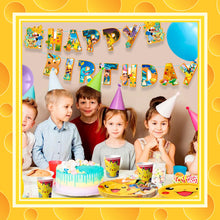 Load the image into the gallery viewer, Pikachu children's birthday set with plates, cups, banner, and much more. 114 pieces
