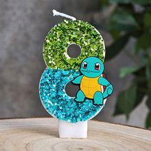 Lade das Bild in den Galerie-Viewer, Glitter Pokmeon Pikachu Kerzen für Geburtstage mit Jahreszahl in verschiedenen Farben
