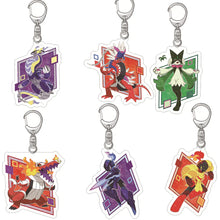 Load the image into the gallery viewer, Pokemon Meowscarada Skeledirge Ceruledge Acrylic Pendant Keychain