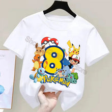 Lade das Bild in den Galerie-Viewer, Niedliches Pokemon Kinder T-Shirt mit Alter Jahreszahl für Feier, Kindergeburtstag etc.
