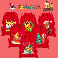 Weihnachtliche Pokemon Pikachu Tassche mit Kordel für Nikolaus, Weihnachten Geschenke etc.