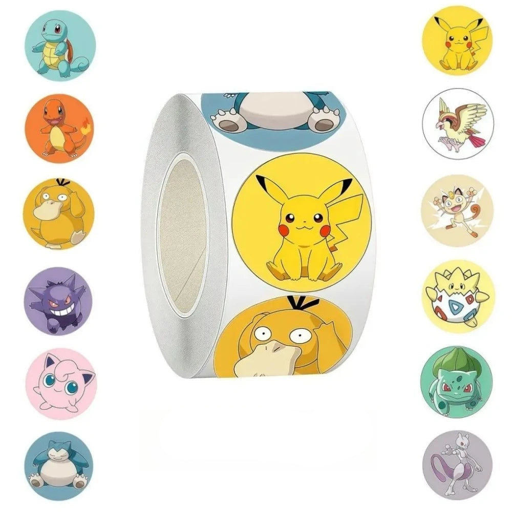 500, 1000 oder 2000 Pokemon Sticker Aufkleber auf Rolle
