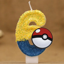 Cargue la imagen en el visor de la galería, vela de cumpleaños de Pokeball con número para pastel, tarta, cumpleaños, etc.