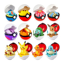 Load the image into the gallery viewer, set of 6 large Pokeballs with Pokemon figures toys