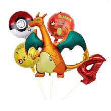 Cargue la imagen en el visor de la galería: Set de globos de cumpleaños de Charizard con año y edad