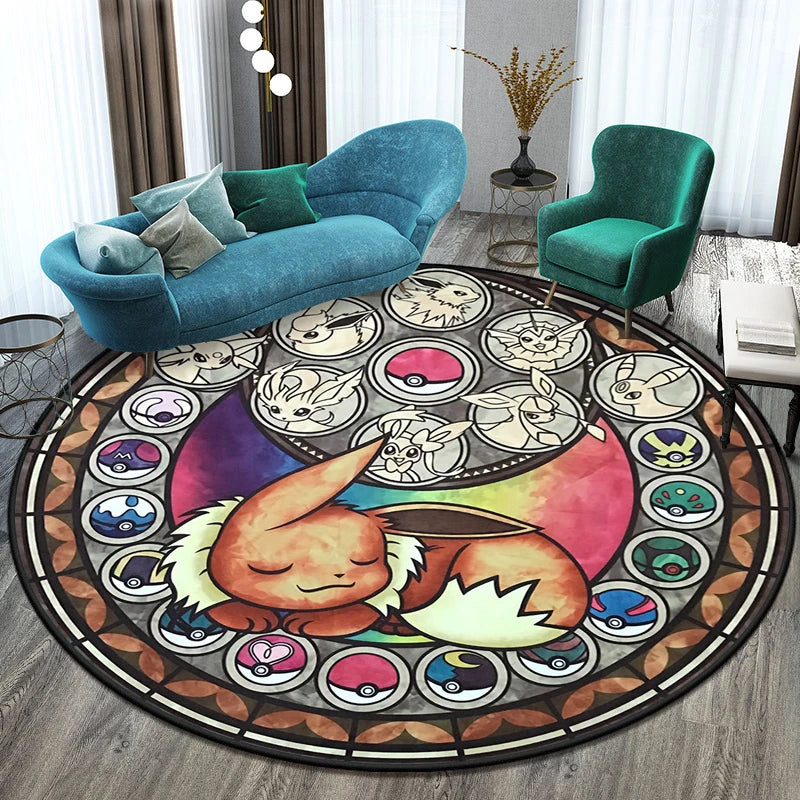 Runder Pokemon Teppich in vielen Motiven Evoli, Aquana, Pokeball etc.