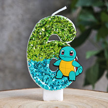 Carga la imagen en el visor de galería, Velas de Pikachu de Pokémon con purpurina para cumpleaños con año en diferentes colores
