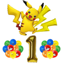 Lade das Bild in den Galerie-Viewer, Pikachu Geburtstags Ballon Set mit Jahreszahl und großen Pikachu Ballon
