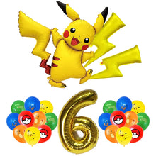 Lade das Bild in den Galerie-Viewer, Pikachu Geburtstags Ballon Set mit Jahreszahl und großen Pikachu Ballon
