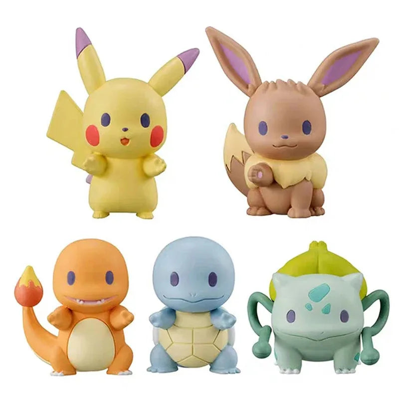 5er Set Pokemon Figuren Pikachu, Evoli, Schiggy, Glumanda und Bisasam