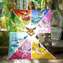 Load the image into the gallery viewer, Fluffy soft blankets with Pikachu and Eevee motifs