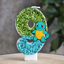Carga la imagen en el visor de galería, Velas de Pikachu de Pokémon con purpurina para cumpleaños con año en diferentes colores