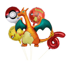 Cargue la imagen en el visor de la galería: Set de globos de cumpleaños de Charizard con año y edad
