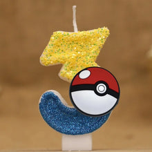 Cargue la imagen en el visor de la galería, vela de cumpleaños de Pokeball con número para pastel, tarta, cumpleaños, etc.
