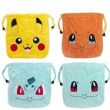 Load the image into the gallery viewer, plush bag with cord in Pokemon motifs
