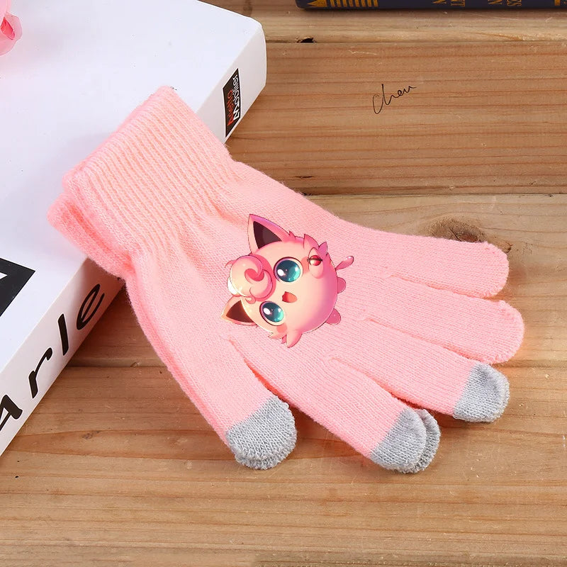 Flauschige Winter Handschuhe mit Pokemon Motiven in Pink oder Schwarz kaufen