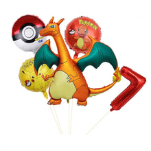 Cargue la imagen en el visor de la galería: Set de globos de cumpleaños de Charizard con año y edad
