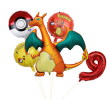 Cargue la imagen en el visor de la galería: Set de globos de cumpleaños de Charizard con año y edad
