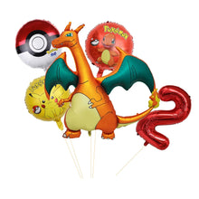 Cargue la imagen en el visor de la galería: Set de globos de cumpleaños de Charizard con año y edad