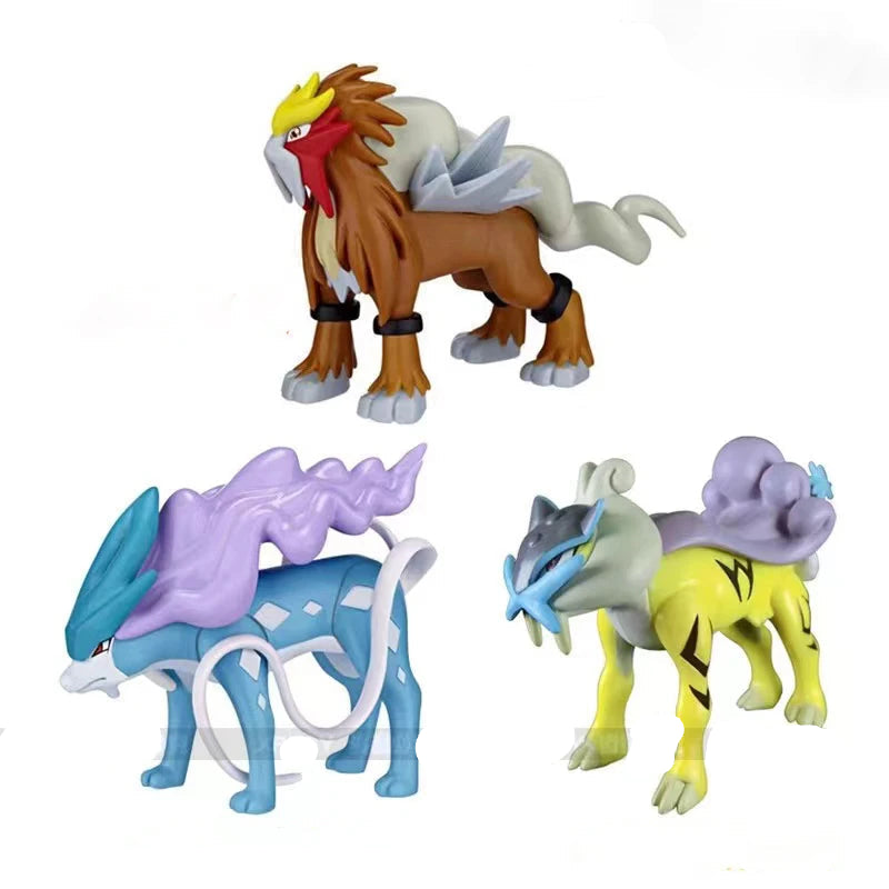 Suicune, Entei und Raikou Figuren Set 3 Stk. Pokemon Figuren