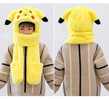 Cargue la imagen en el visor de la galería, Bufanda de invierno Pikachu con guantera extra cálida