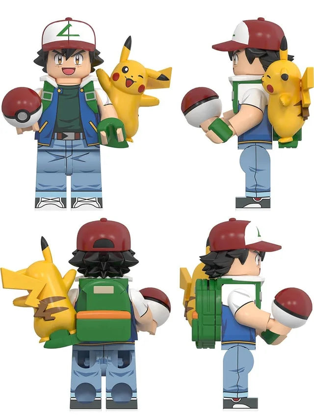 Ash Ketchum mit Pikachu und Poké Ball Mini Baustein Pokemon Figur