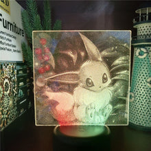 Cargue la imagen en el visor de la galería, compre lámpara de noche con holograma LED 3D Pokémon Eevee Eevee