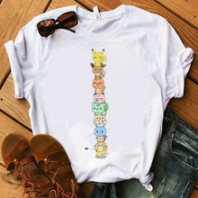 Cargue la imagen en el visor de la galería, compre una camiseta de Pokemon para mujeres/niñas Snorlax Togepi Squirtle camiseta japonesa