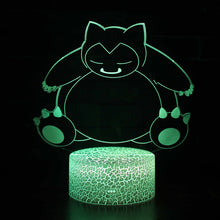 Cargue la imagen en el visor de la galería, compre Snorlax Relaxo lámpara de mesa de luz nocturna lámpara LED 3D