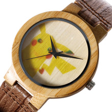 Load the picture into the gallery viewer to buy Pikachu Pokemon Bamboo Wood Wristwatch