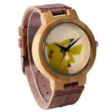 Load the picture into the gallery viewer to buy Pikachu Pokemon Bamboo Wood Wristwatch