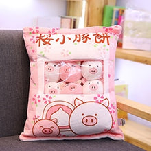 Load the picture into the gallery viewer, pillow / bag with 8x plush figures - buy many motifs