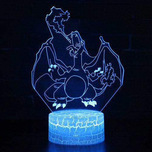 3D Illusion Glurak Charizard Nachttischlampe mit Fernbedienung und Farbwechsel Nachtlicht kaufen