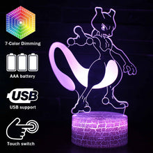 Load the picture into the gallery viewer, buy Mew or Mewtwo / Mewtwo bedside lamp 3D effect, 16 colors, remote control